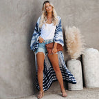 Printed loose kimono cardigan from 64b136-1e, lightweight tops with a relaxed fit and floral print, ideal for casual wear.