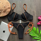 Sexy push-up bikini set swimwear by 64b136-1e featuring a stylish, colorful two-piece swimsuit with padded cups and adjustable straps.