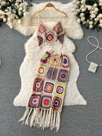 Two-piece knitted beach set by 64b136-1e featuring a stylish top and matching shorts for a beach-ready look.