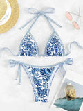 SERENITY Halter String Triangle Two Piece Bikini r