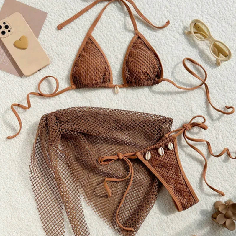 Three-Piece Bikini Set - 4 colors