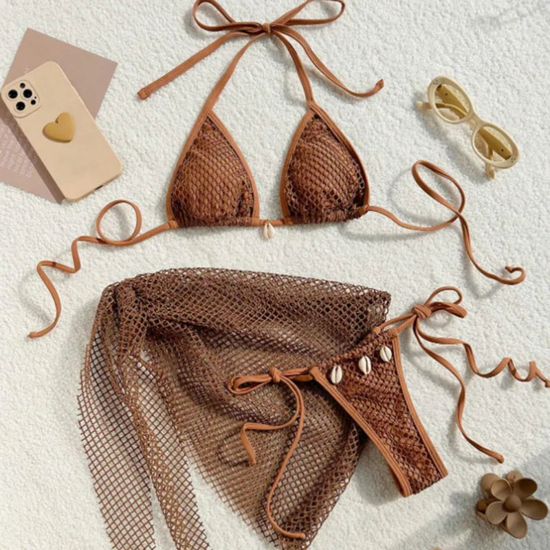 Three-Piece Bikini Set - 4 colors