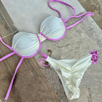 Colorful 64b136-1e push-up bikini swimwear with padded cups and adjustable straps, displayed in multiple vibrant shades.