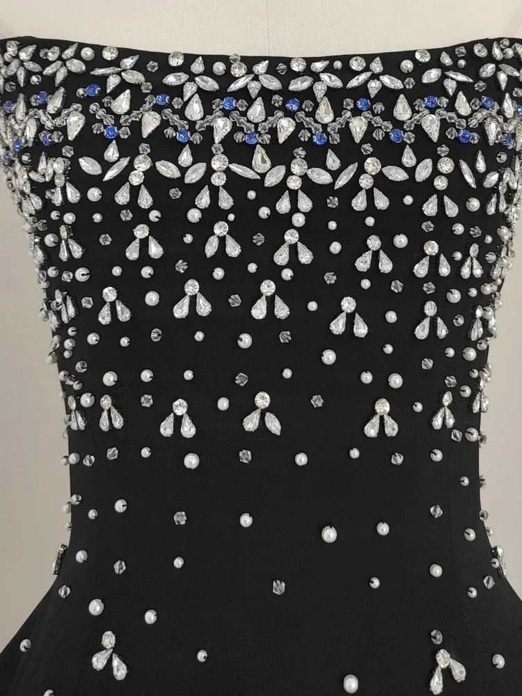 Parisian Glam Diamond-Spliced Mini Dress