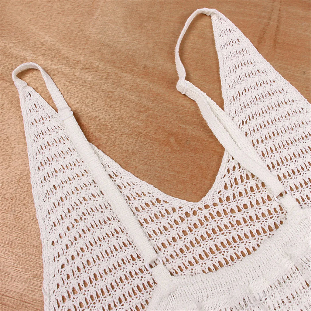 Fringe Crochet Tunic Beach Cover Dress - White or Black