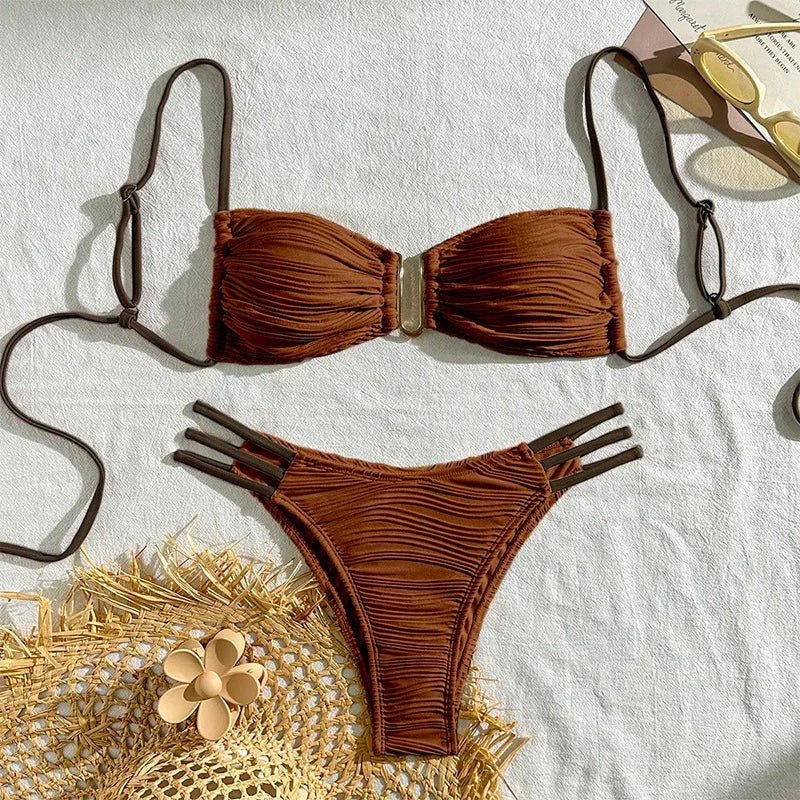 Bandeau Strap Bikini -  3 colors available
