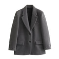 LARA Elegant Solid Gray Wool Blazer
