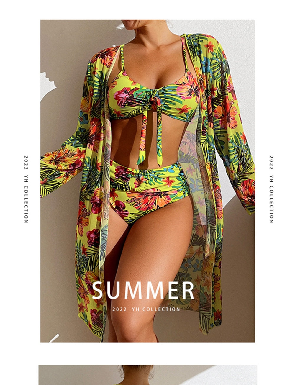 3 Piece High Waist Bikini Set