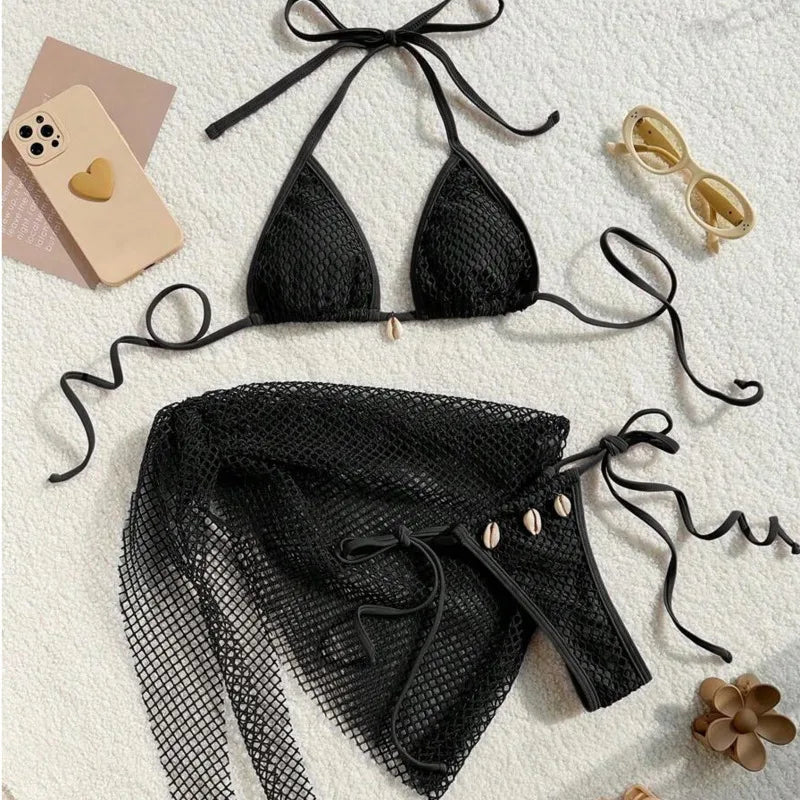 Three-Piece Bikini Set - 4 colors