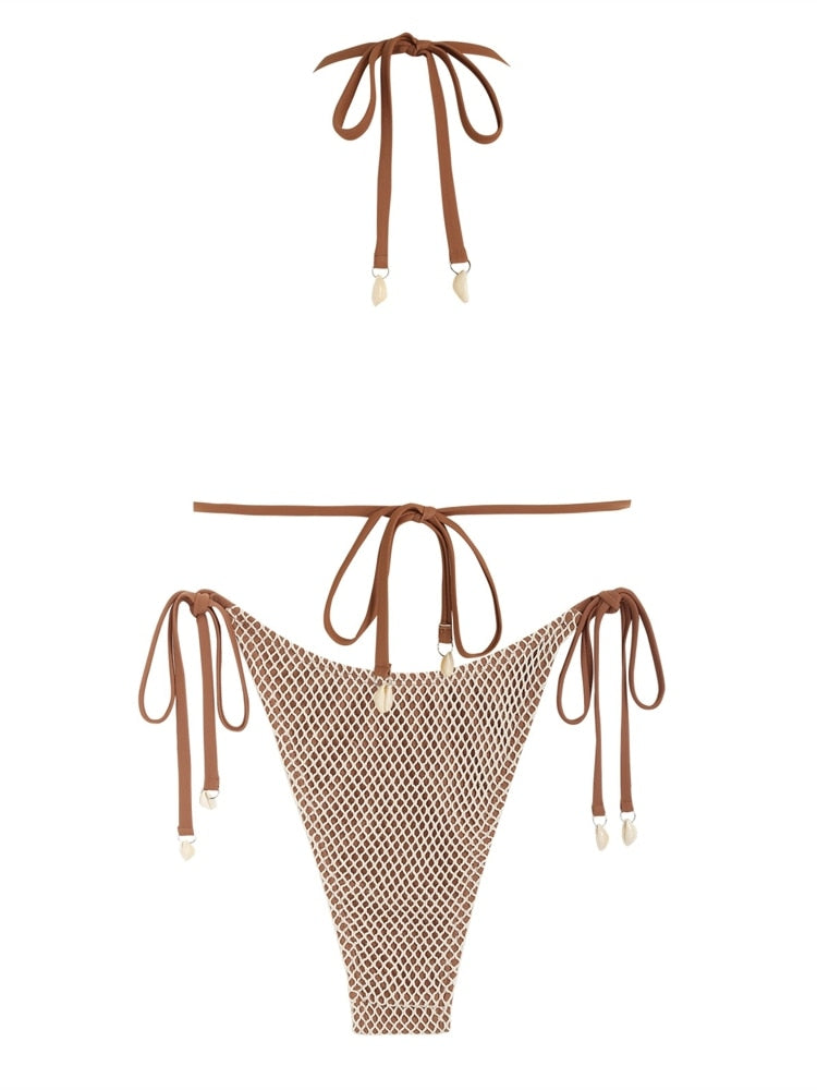 Contrast Fishnet Bikini set