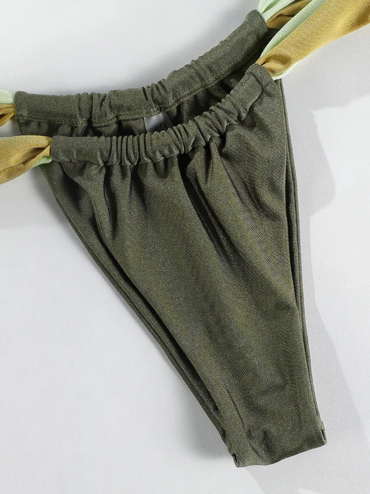 Summer Bikini Set High Cut Swimsuit -green