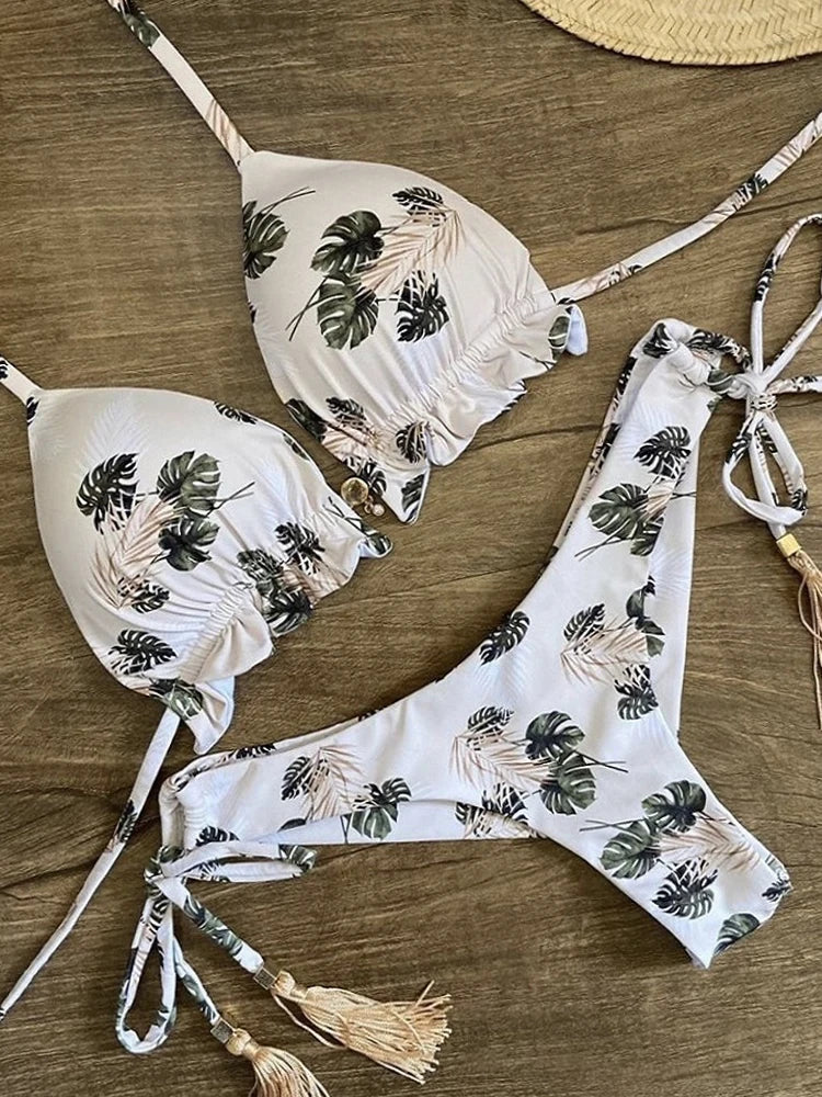 Boho Tassel Bottom Bikinis - multiple prints