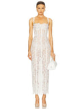 Volante Long Lace Dress Black