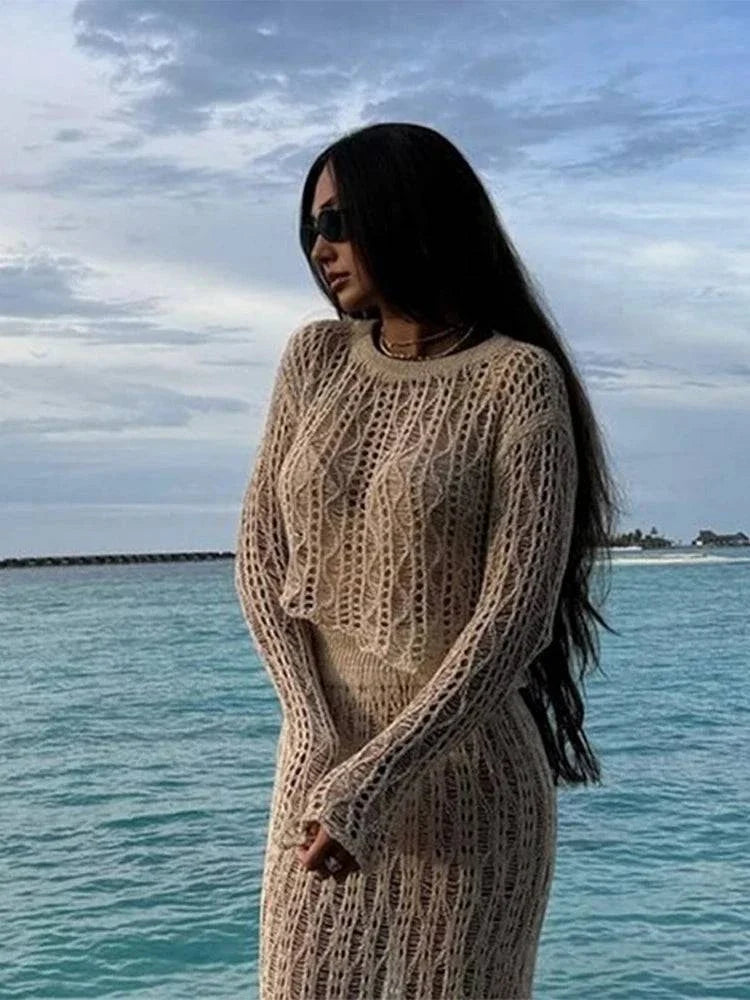 Enchanting Elegance Crochet Skirt Suit