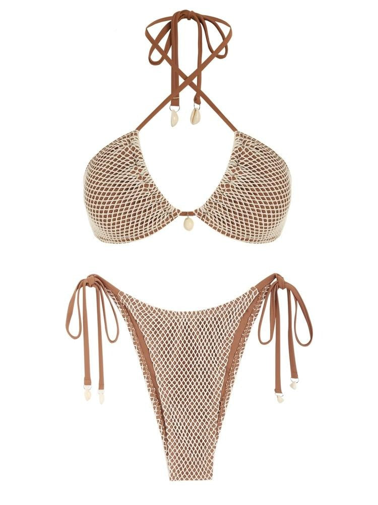 Contrast Fishnet Bikini set