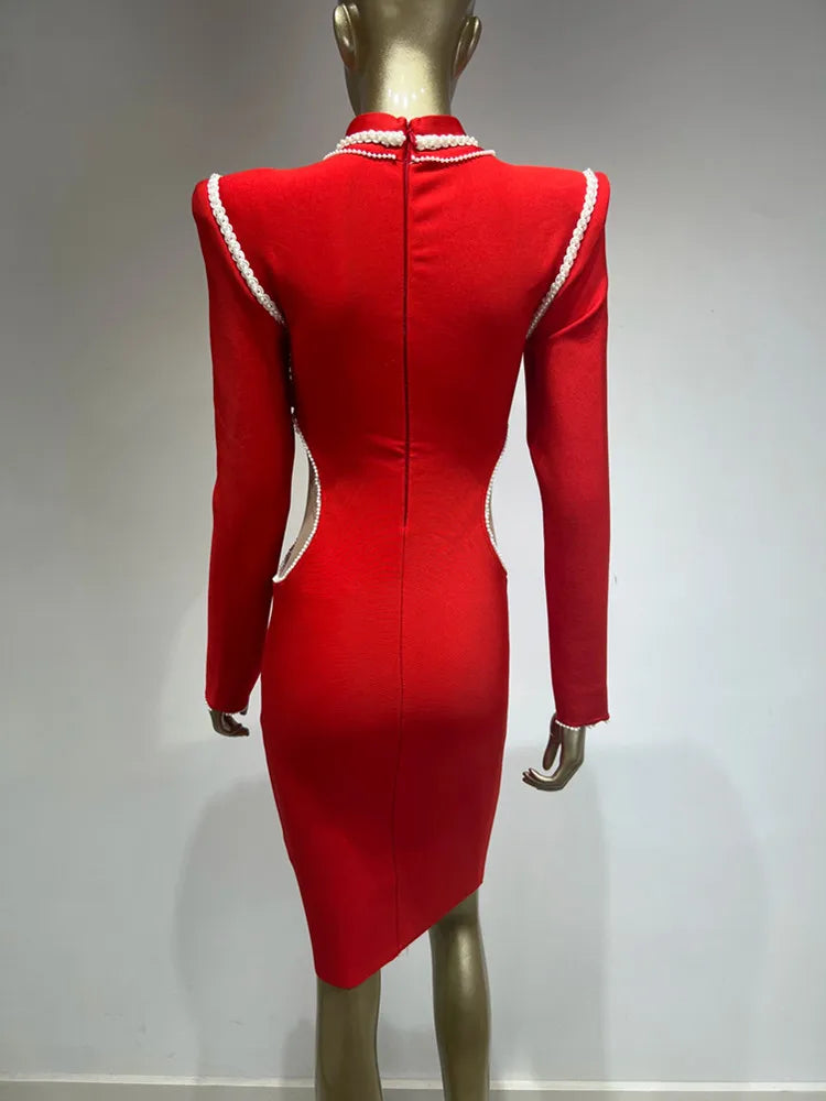 Scarlet Envy Turtleneck Midi Bodycon Dress
