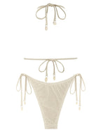 Contrast fishnet bikini set from 64b136-1e, featuring a stylish swimwear design with fishnet fabric and contrasting colors.