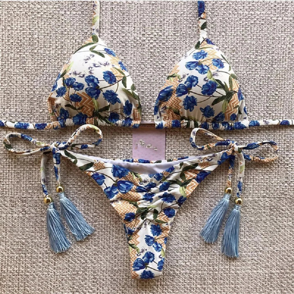 Boho Tassel Bottom Bikinis - multiple prints