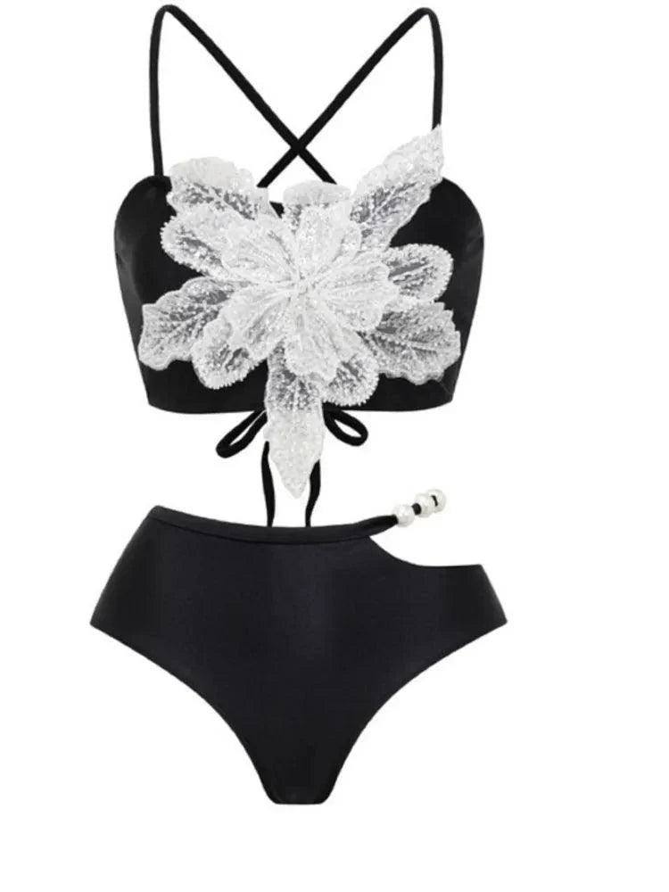 OUINA FLOWER SWIMWEAR AND RUFFLED SKIRT