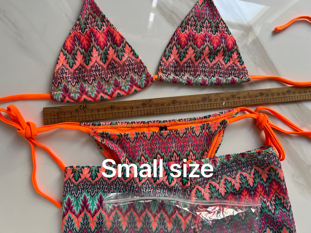 Zigzag 3 Piece boho bikini set - multiple colors available