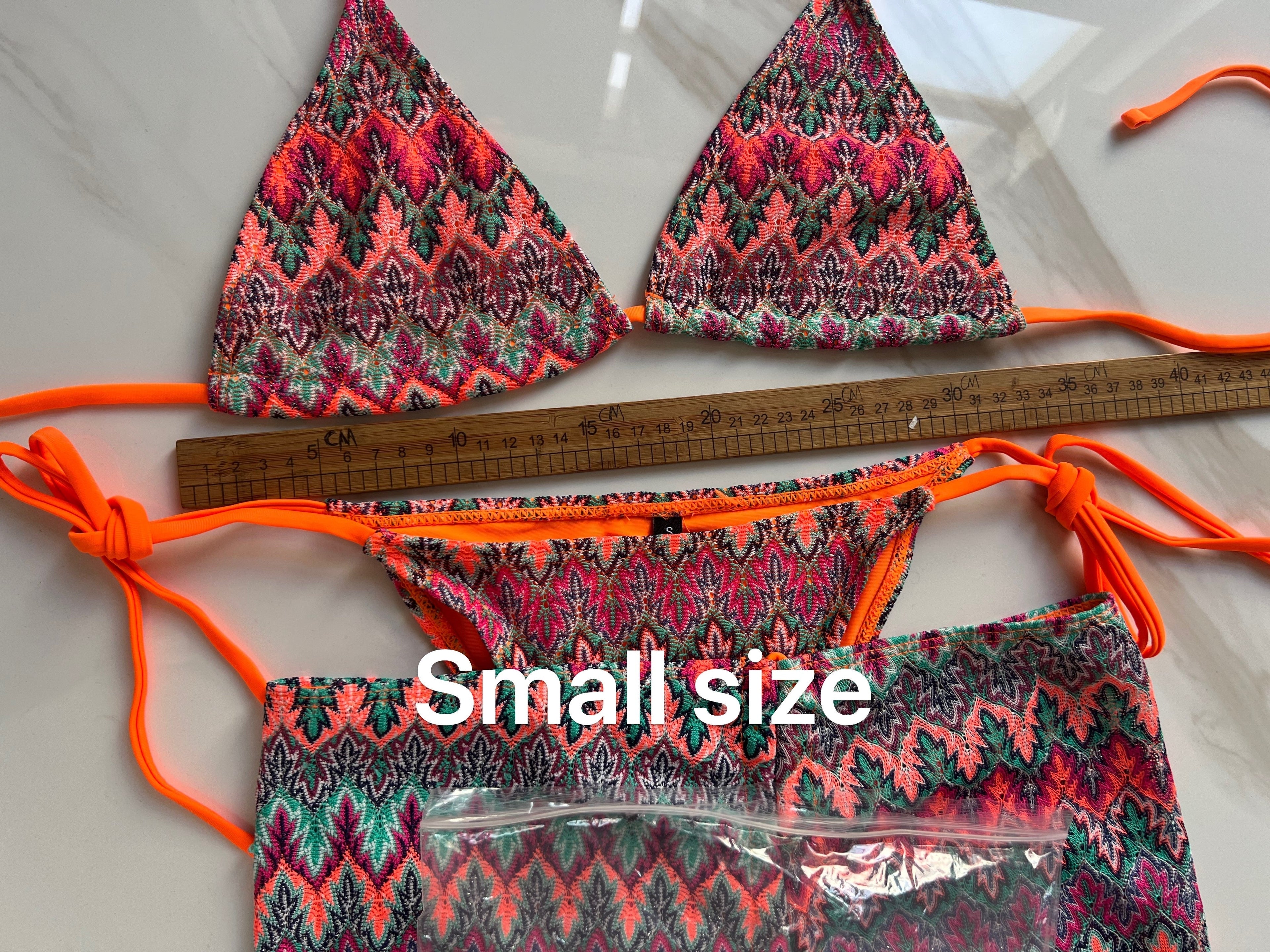 Zigzag 3 Piece boho bikini set - multiple colors available