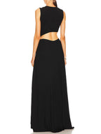 Modern Deep V-Neck Cutout Twist Knit Maxi Dress