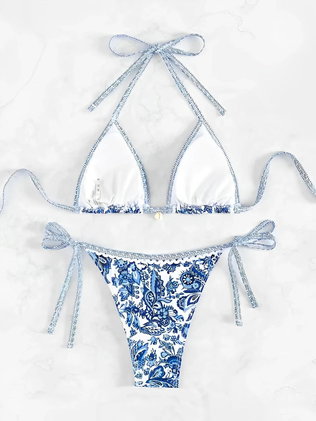 SERENITY Halter String Triangle Two Piece Bikini r