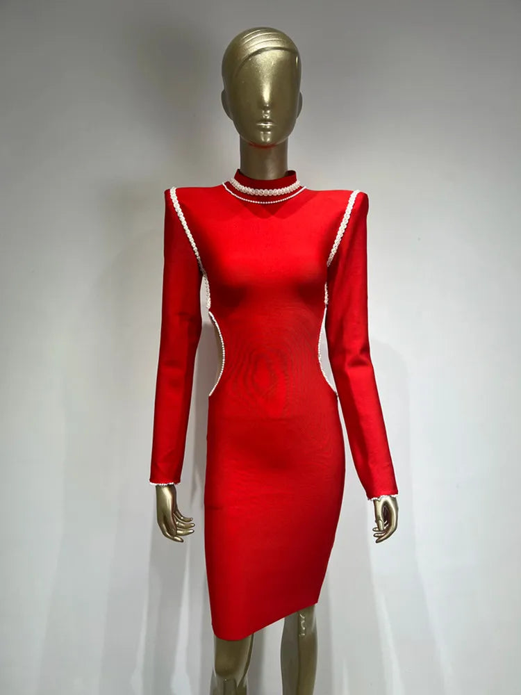 Scarlet Envy Turtleneck Midi Bodycon Dress