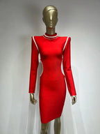 Scarlet Envy Turtleneck Midi Bodycon Dress