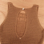Tassel knitted crochet beach cover-up dress featuring a tunic style, white color, and intricate crochet pattern by 64b136-1e swimwear brand.