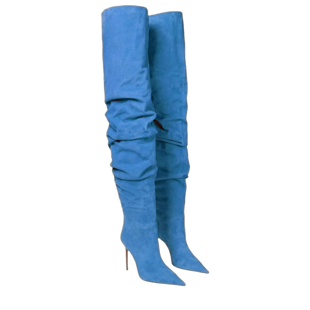 Paloma Suede Pleated Pointed Boots