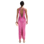 Elegant backless tassel maxi dress by 64b136-1e featuring flowing fabric and stylish tassel detail for formal occasions.
