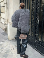 Valentina Fringe Fluffy Faux Fur Jacket