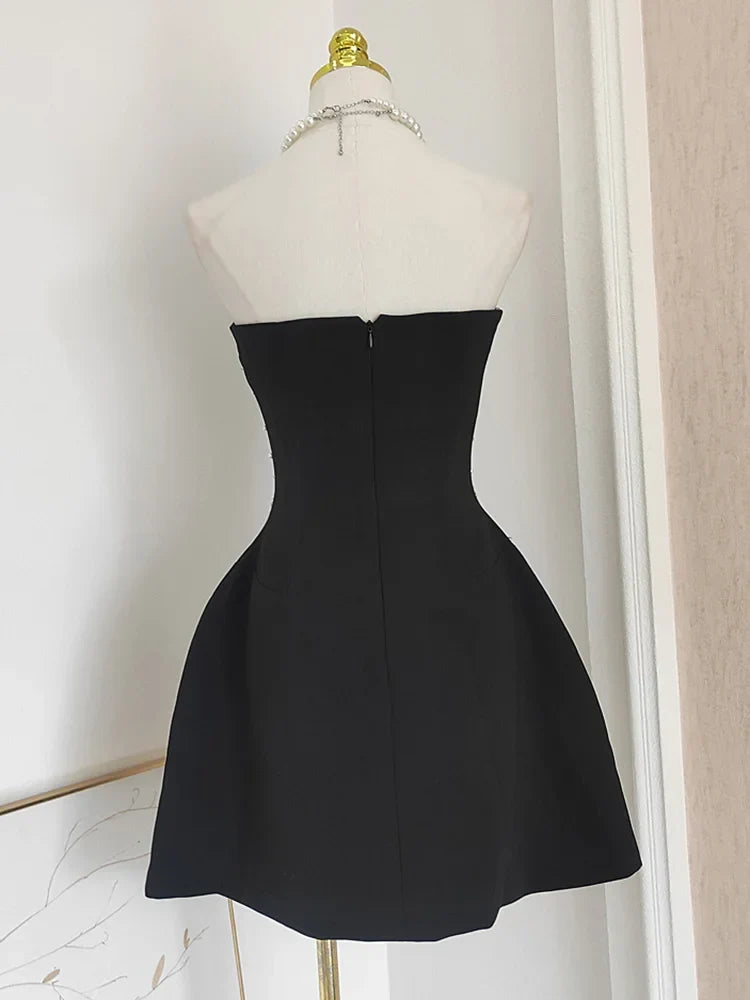 Parisian Glam Diamond-Spliced Mini Dress