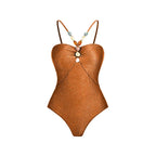 Retro one-piece swimwear with matching skirt in various prints, featuring a stylish and colorful design from 64b136-1e.