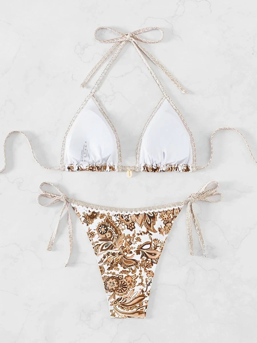 SERENITY Halter String Triangle Two Piece Bikini r