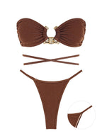 Colorful bandeau bikini top from 64b136-1e swimwear collection, featuring a sleek, strapless design in multiple vibrant shades.
