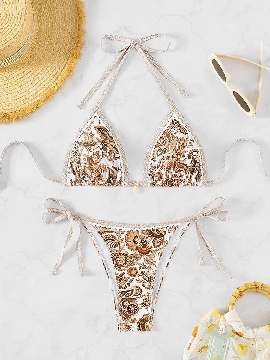 SERENITY Halter String Triangle Two Piece Bikini r