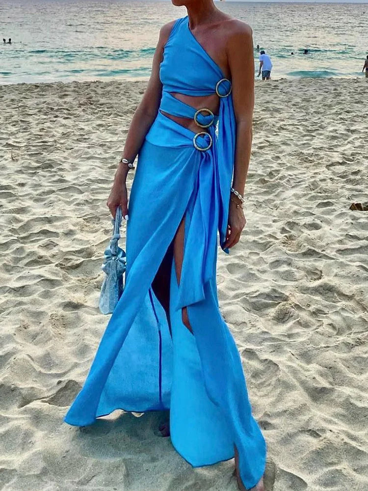 Asymmetrical Ring Detail Beach Dress - Chic Summer Swimwear