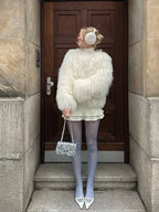 Valentina Fringe Fluffy Faux Fur Jacket