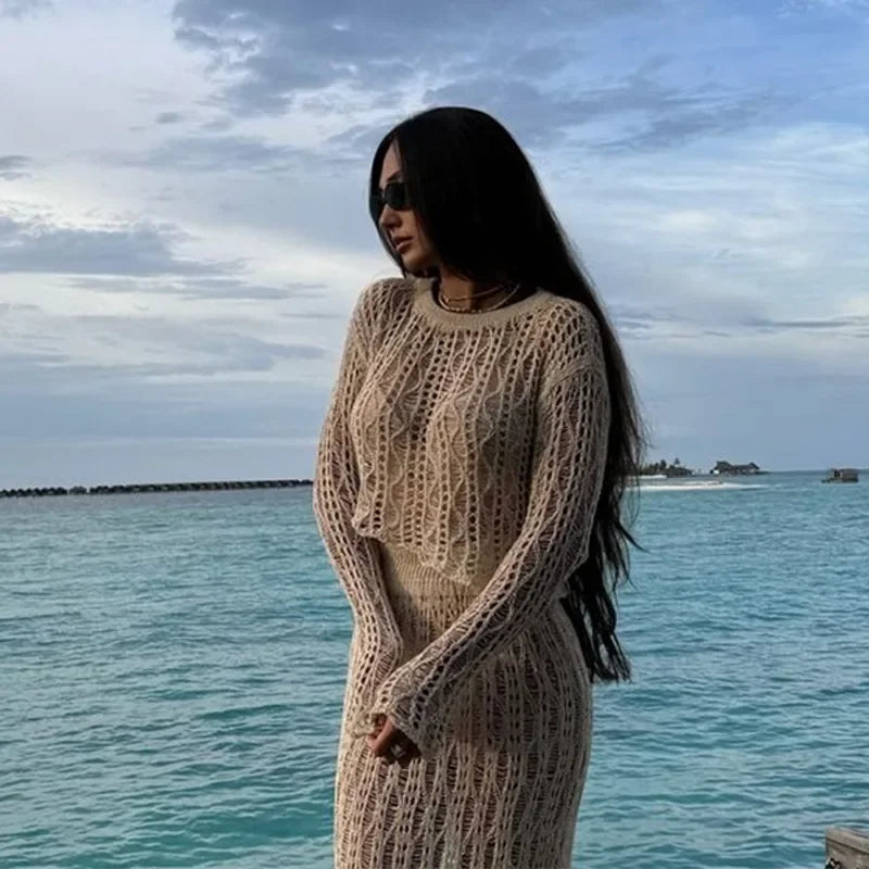 Enchanting Elegance Crochet Skirt Suit
