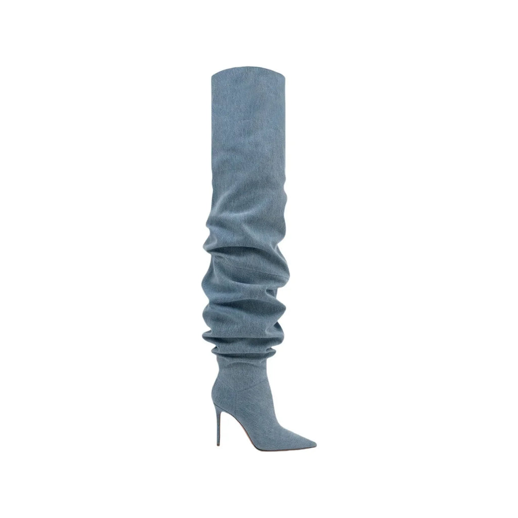 Paloma Suede Pleated Pointed Boots