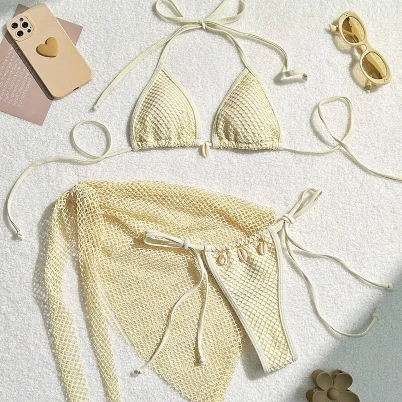 Three-Piece Bikini Set - 4 colors