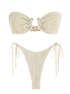 Colorful 64b136-1e ring bandeau bikini swimwear shown in multiple vibrant shades with a sleek, strapless design.