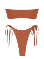 Colorful 64b136-1e bandeau bikini swimwear with a sleek, strapless design, displayed in multiple vibrant shades.