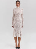Mona Long Sleeve Lace Midi Dress