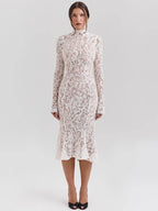 Mona Long Sleeve Lace Midi Dress