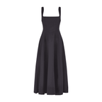 Celestia  High Waist Square Neck Midi Dress | Black