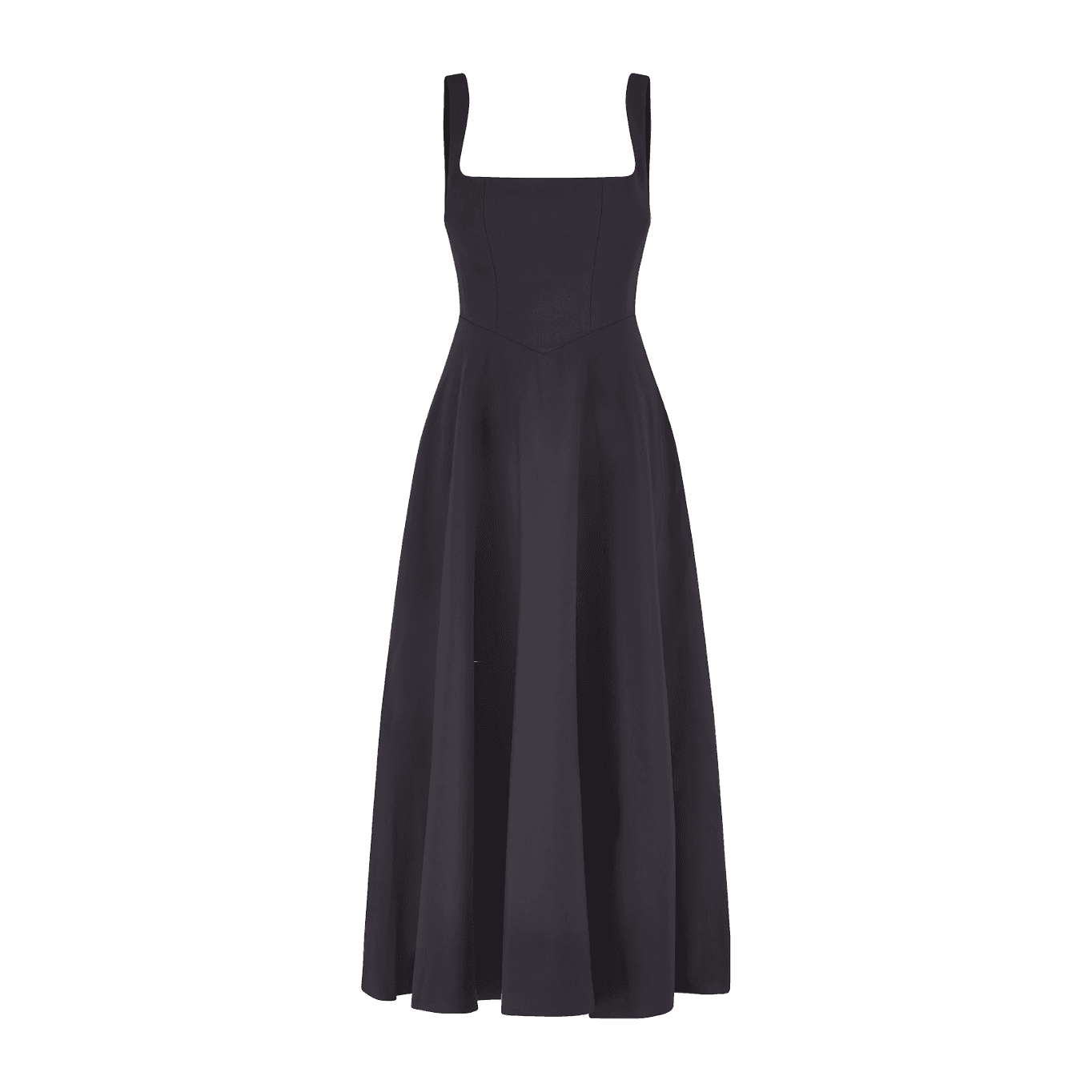 Celestia  High Waist Square Neck Midi Dress | Black