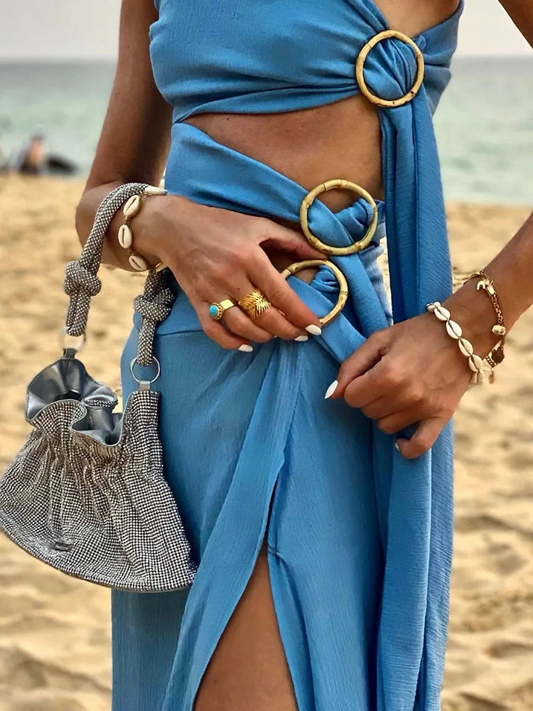 Asymmetrical Ring Detail Beach Dress - Chic Summer Swimwear